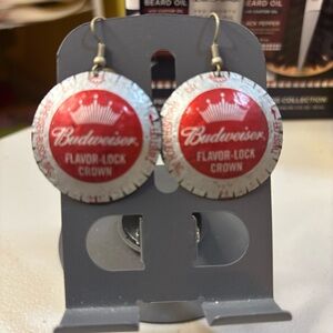 Hand Crafted Red and White Earrings